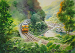 A railway trip on Pingxi Line_painted by Lai Ying-Tse 平溪鐵道遊_賴英澤 繪